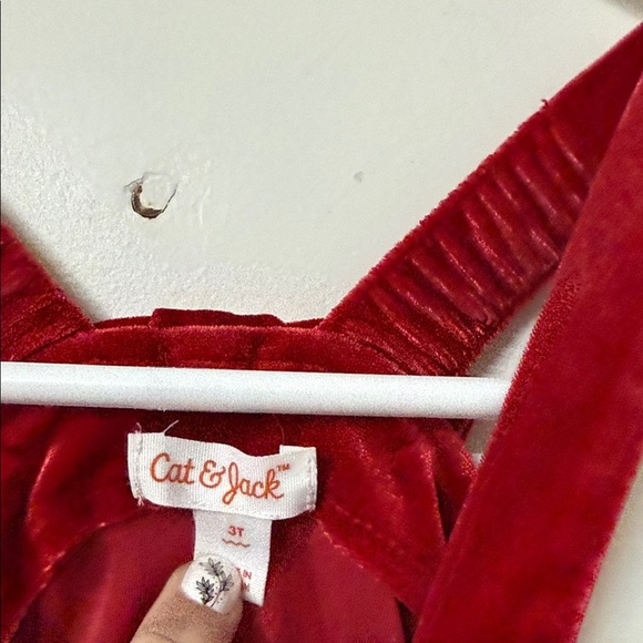 Cat & Jack Red Velvet Jumper Dress - Picture 2 of 2